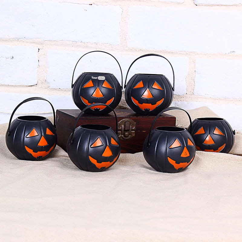 Plastic Halloween Smiling Pumpkin Bucket