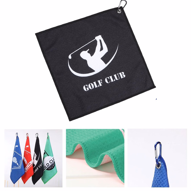 Full Color Microfiber Waffle Golf Towel with Clip