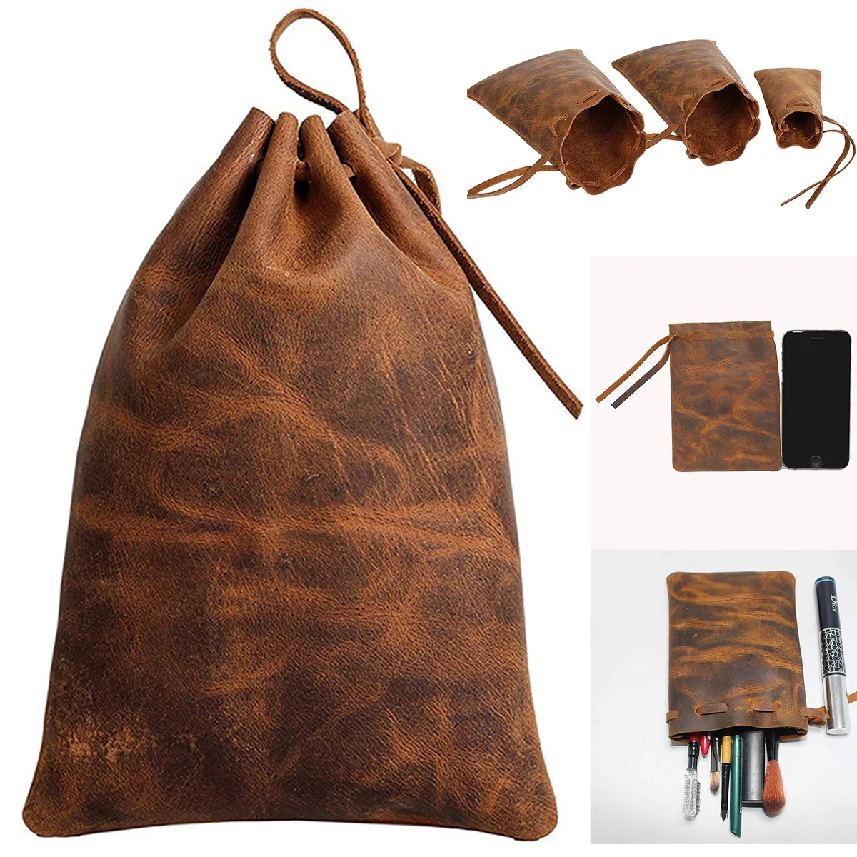 Leather Drawstring Pouch 1