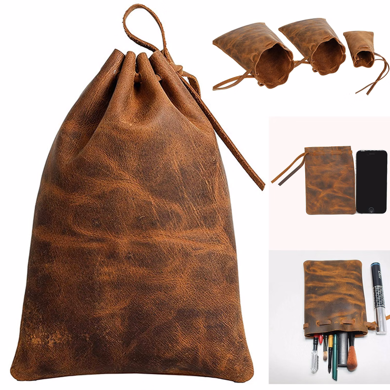 Leather Drawstring Pouch