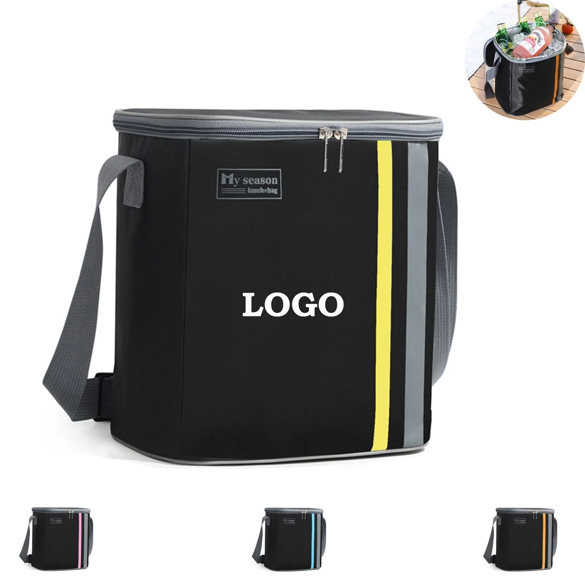 Small Square Cooler Bag Lunch Box with Shoulder Strap 1