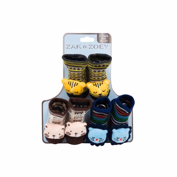 Baby Booties - Animals 3 Pk