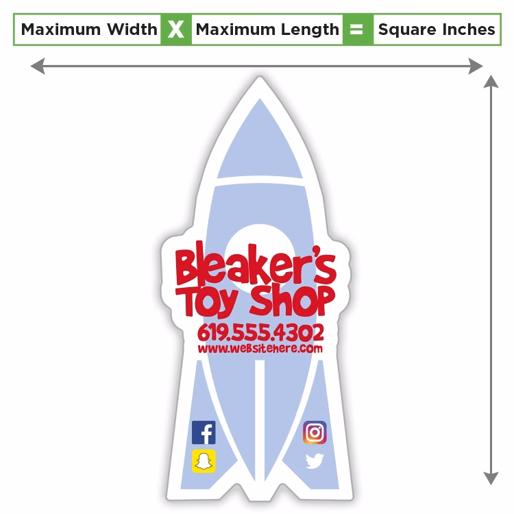 Custom Shape Magnet - 80 to 168 Square Inches - Outdoor Safe