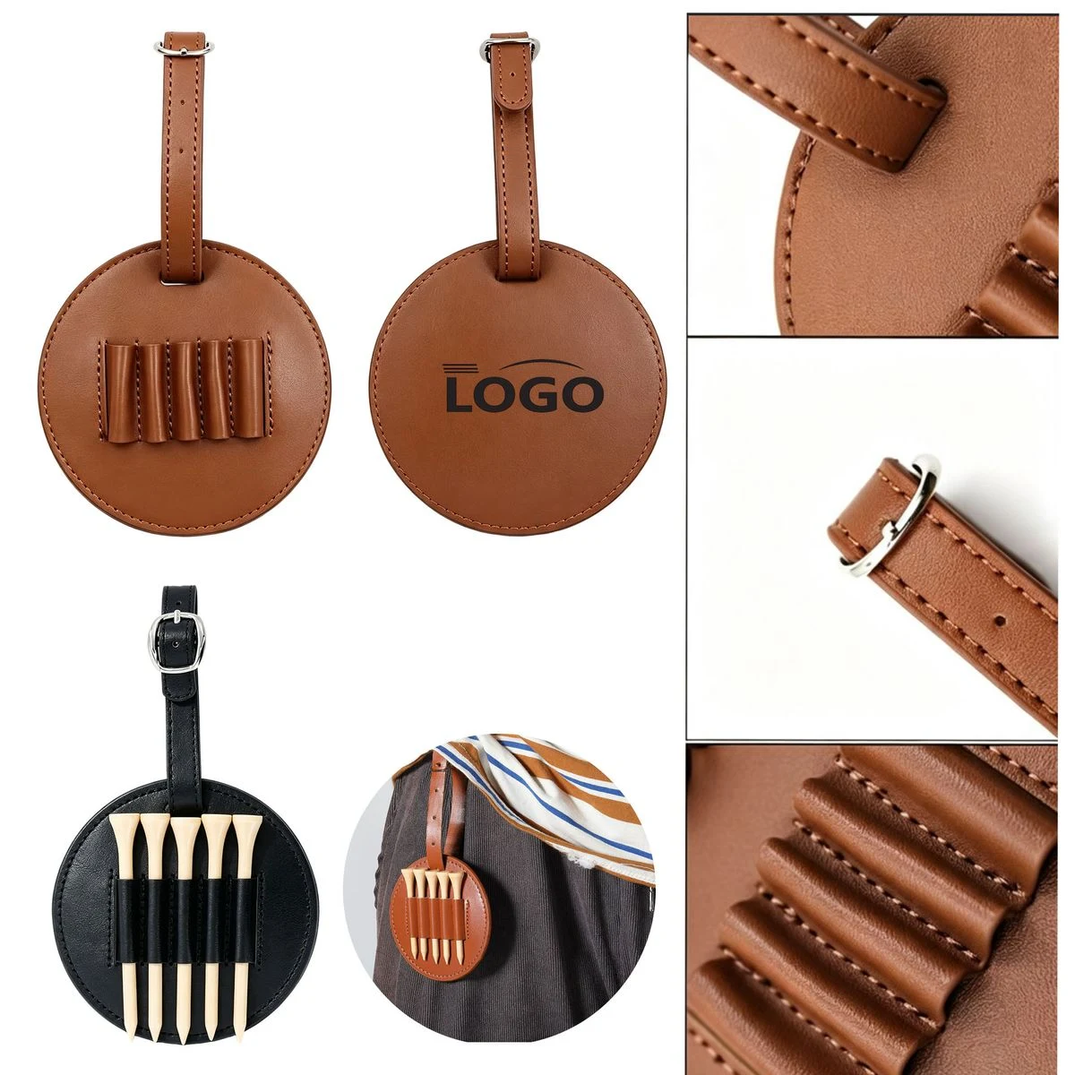 Premium Leather Golf Tee Holder Carry Pouch Bag 1
