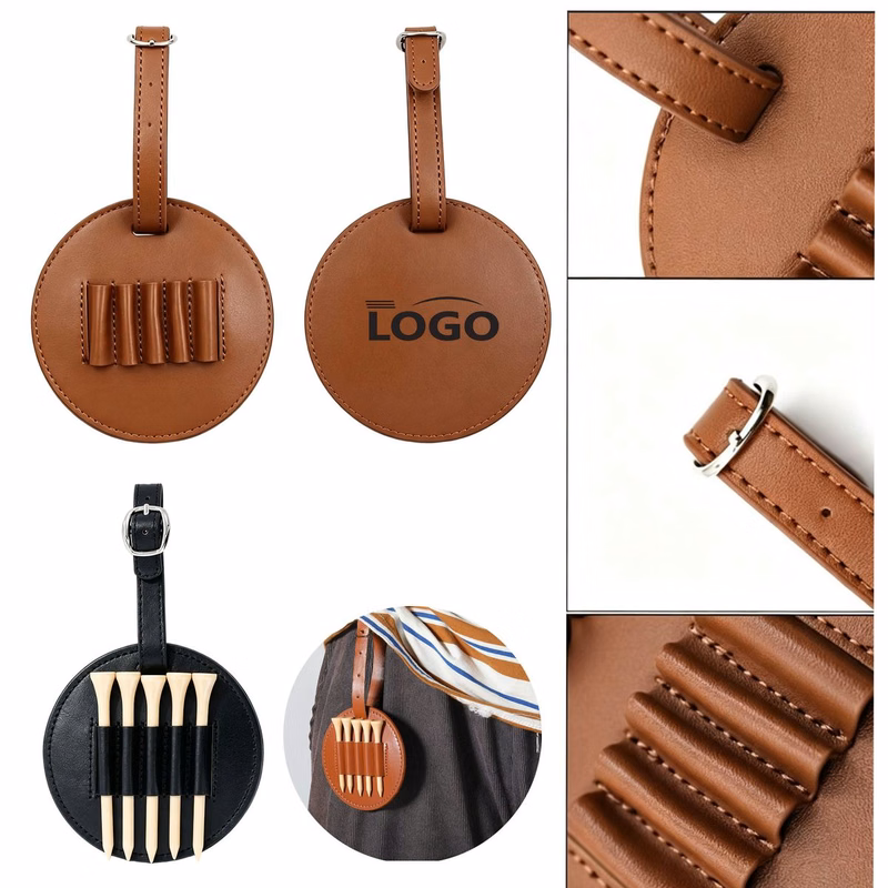 Premium Leather Golf Tee Holder Carry Pouch Bag