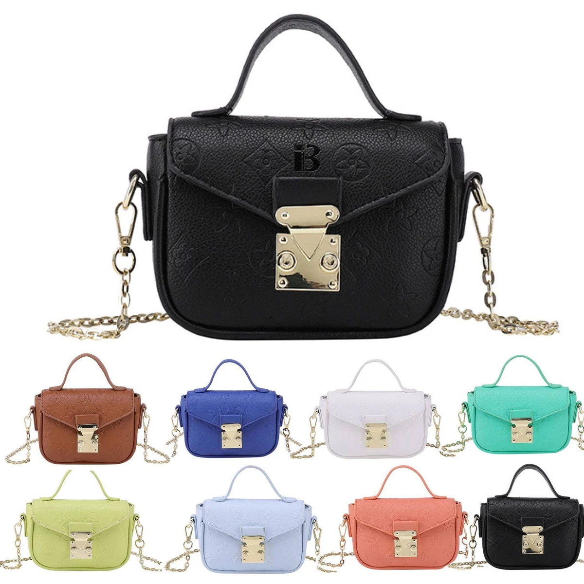 PU Leather Shoulder Bag w/ Metal Chain Strap 1