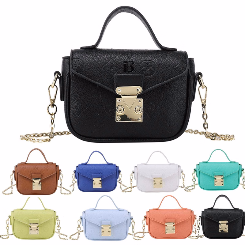 PU Leather Shoulder Bag w/ Metal Chain Strap