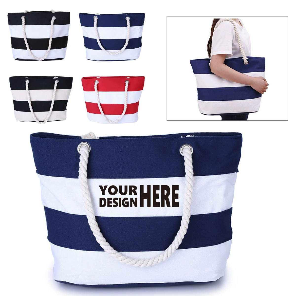 Striped Canvas Everyday Tote 1