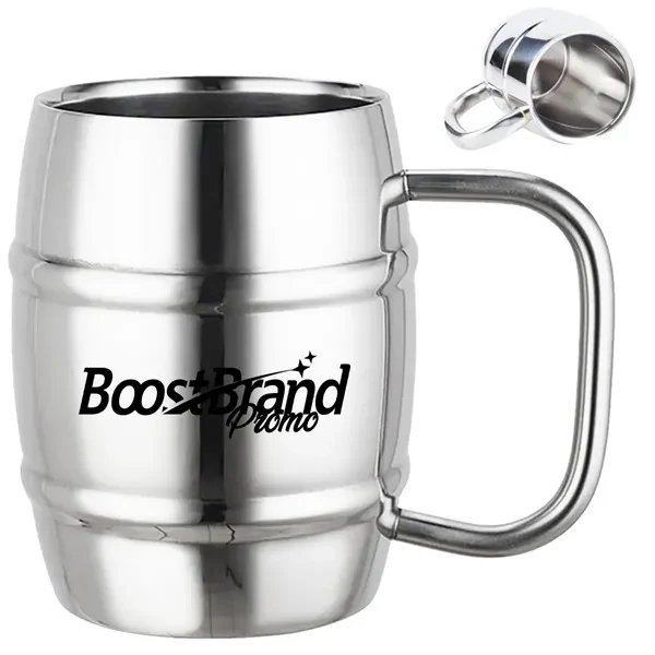 Custom 17 oz Stainless Steel Barrel Beer Mug — Outdoor Beverage Promo Gift 1