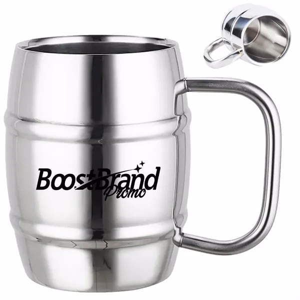 Custom 17 oz Stainless Steel Barrel Beer Mug — Outdoor Beverage Promo Gift
