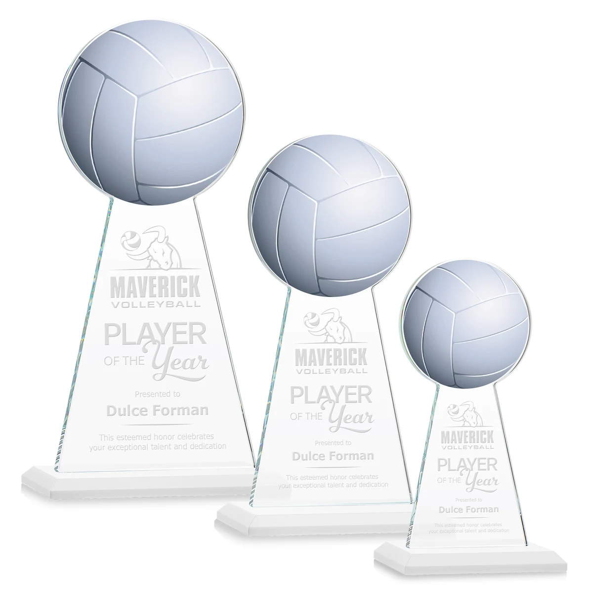 Edenwood Volleyball Award - White, custom award with logo imprint 1