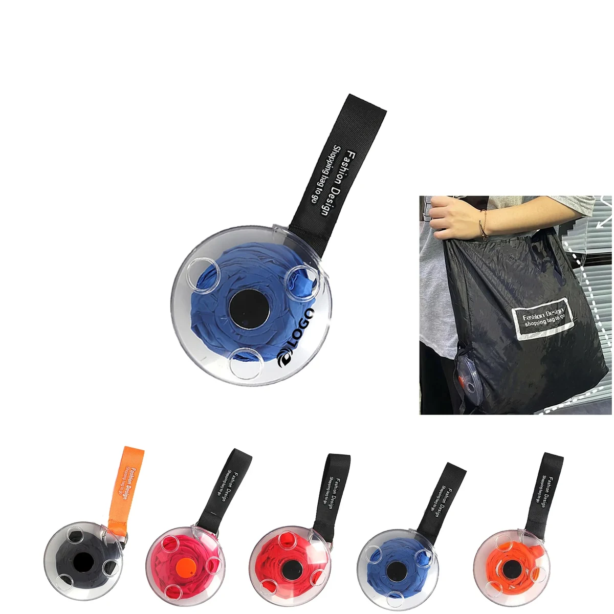 MOQ100 Disk Portable Shopping Bag, custom tote bag with logo imprint 1