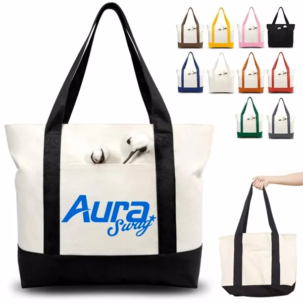Custom Large Canvas Tote Bag with Reinforced Handles — Professional Carryall