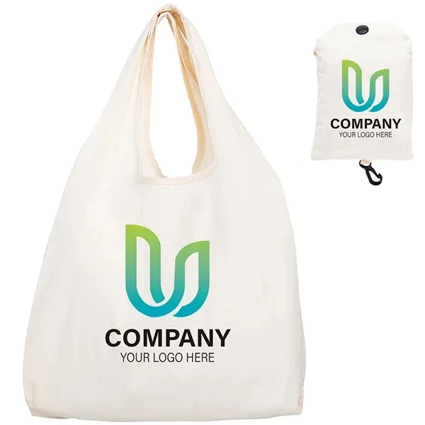 5oz Cotton Canvas folding tote with pouch 1