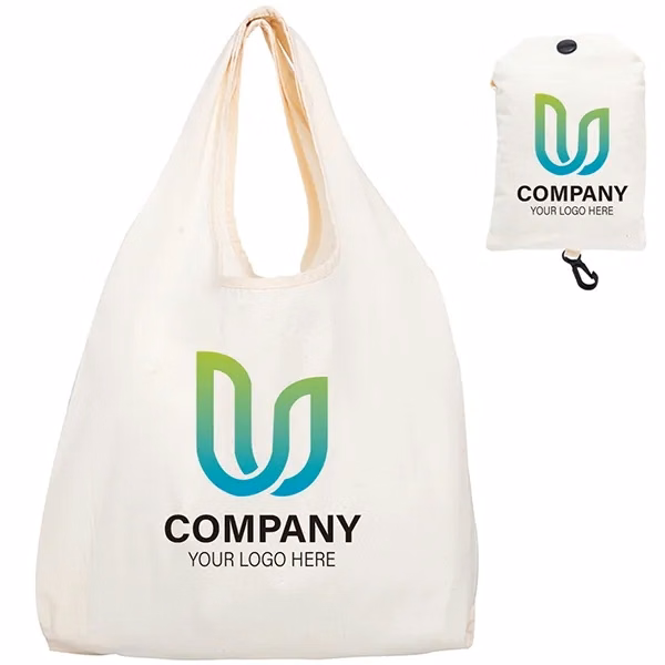 5oz Cotton Canvas folding tote with pouch