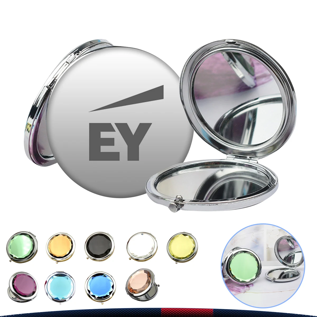 Grystal Foldable Mirror, custom ruler with logo imprint 1