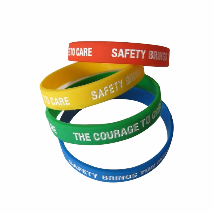 Debossed Silicone Bracelets With Color filled
