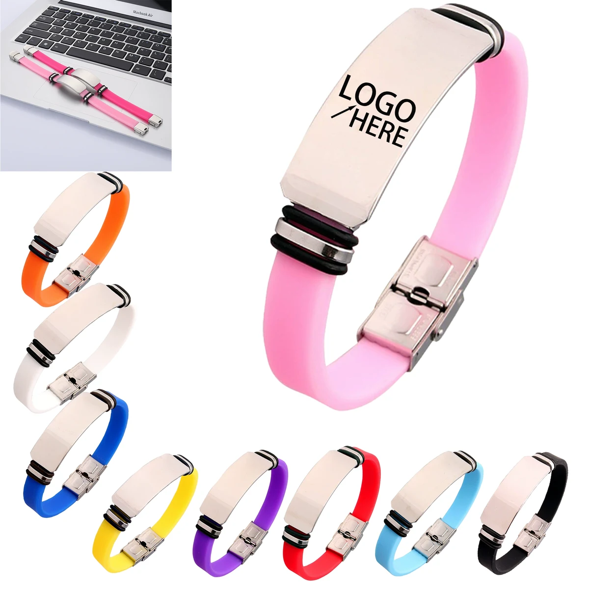 Silicone and Stainless Steel Couple's Bracelet 1