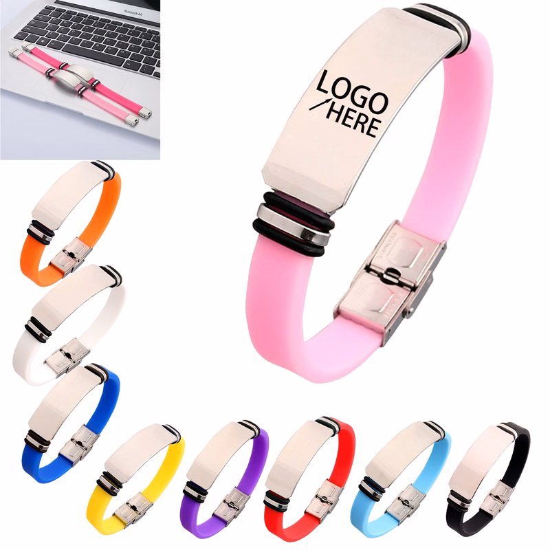 Silicone and Stainless Steel Couple's Bracelet