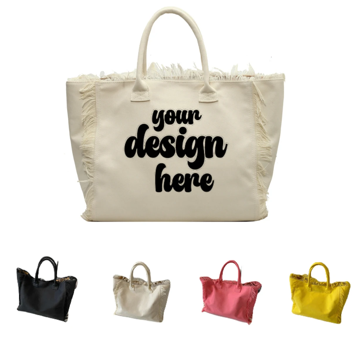 Fringes Canvas Tote, custom tote bag with logo imprint 1
