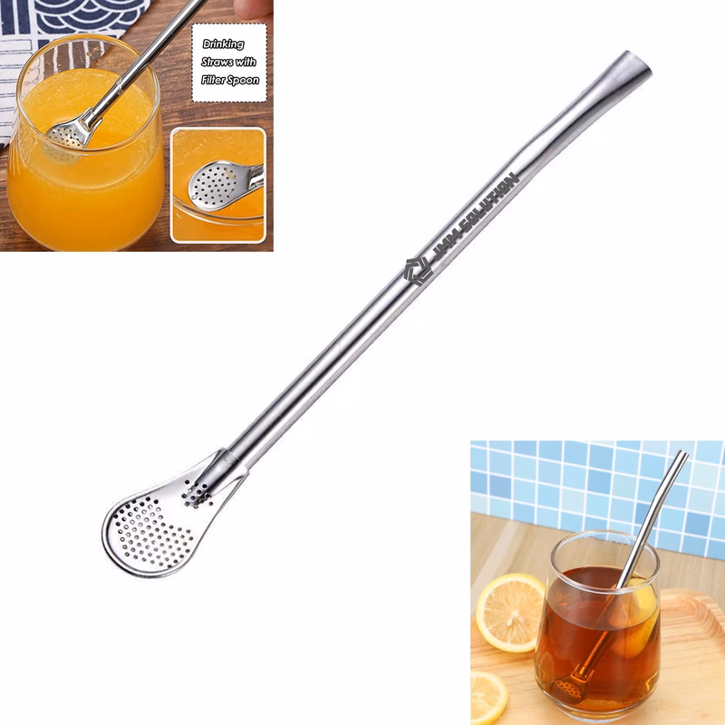 Stainless Steel Drinking Straws with Filter Spoon