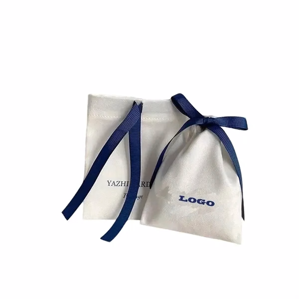 Drawstring Bag With Grosgrain Ribbon, Jewelry Pouch for Work, School and Travel