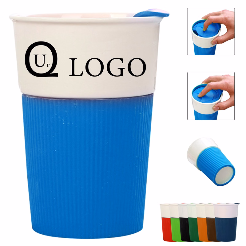 Ceramic Coffee Cup W/ Silicone Lid