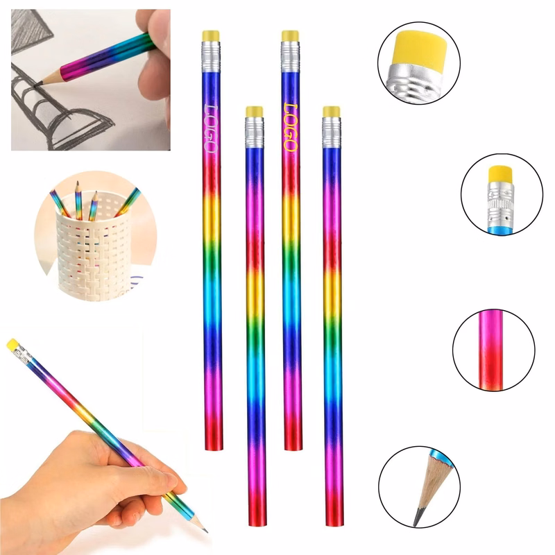 Rainbow Wooden Pencil With Eraser