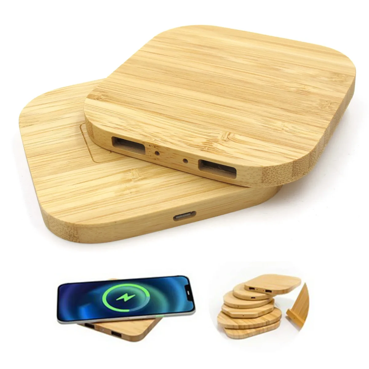Panda Bamboo 5W Wireless Charger With Dual Usb Ports 1
