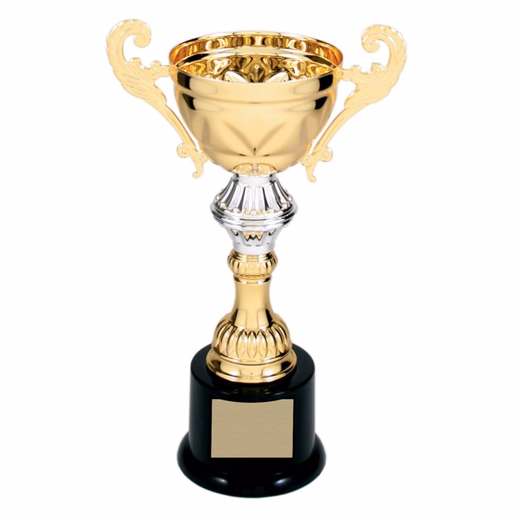 8-3/4" Tall Gold Metal Cup Trophy