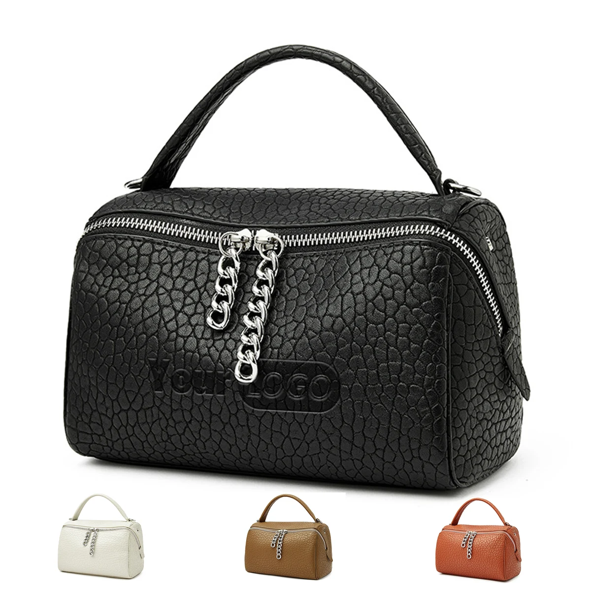 Genuine Leather Vintage zipper cross-body Boston women's bag 1