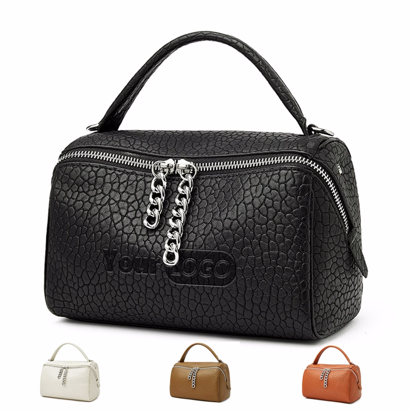 Genuine Leather Vintage zipper cross-body Boston women's bag