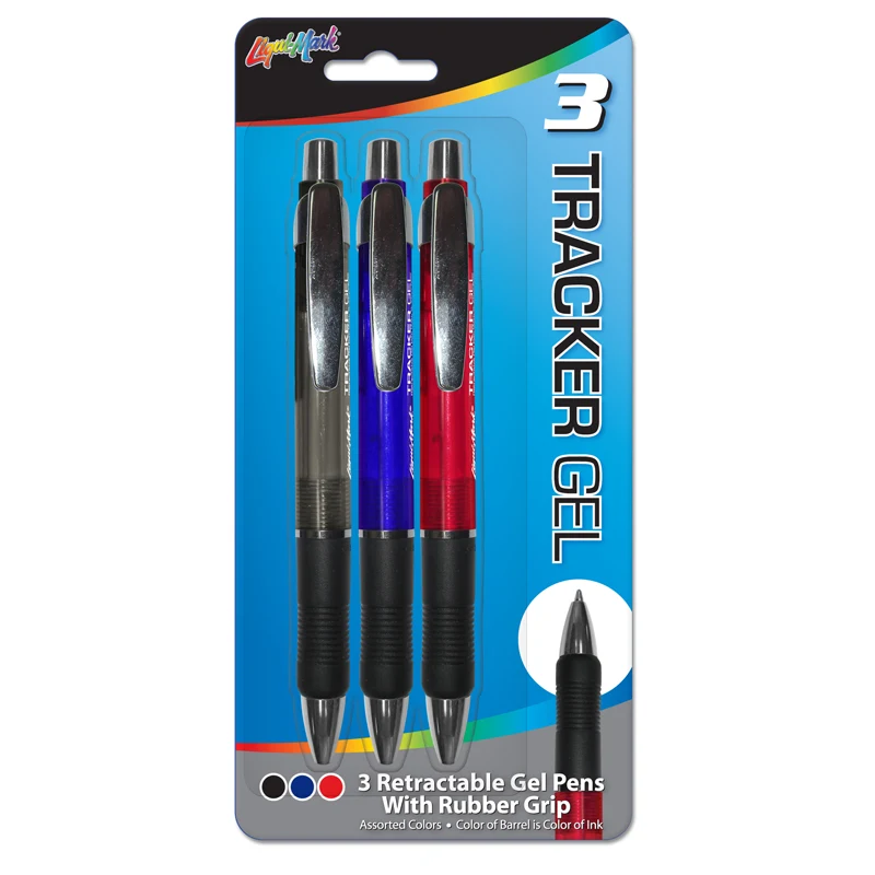 Set of 3 Tracker Gel Pens with Rubber Grip 1
