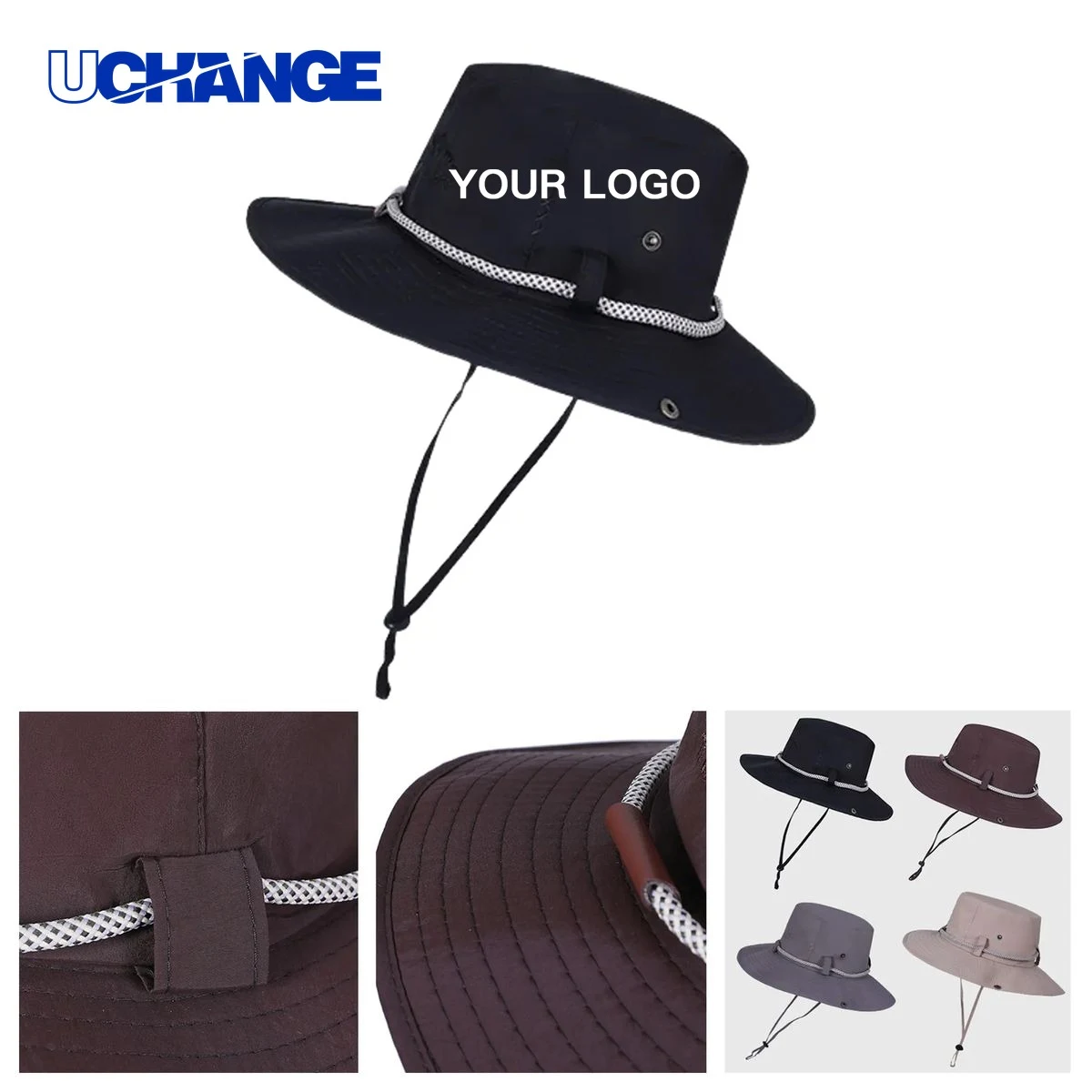 Polyester Cowboy Hiking Hat Headwear with Adjustable Fit 1