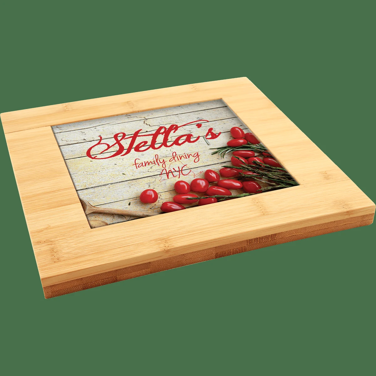 9" x 9" Bamboo Trivet with Recessed Area for 6" Tiles 1