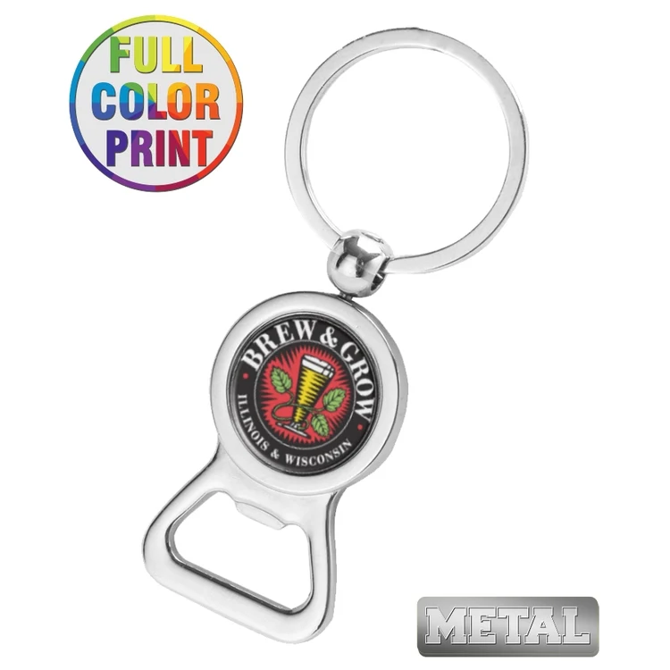 Aluminum Beer Bottle Opener Keychain - Full Color 1