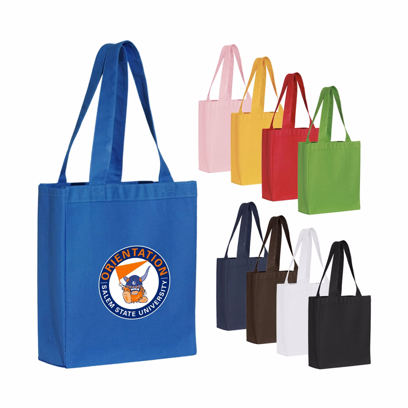 12 Oz. COTTON CANVAS BOOK TOTE BAG w/ GUSSET_R934EBT