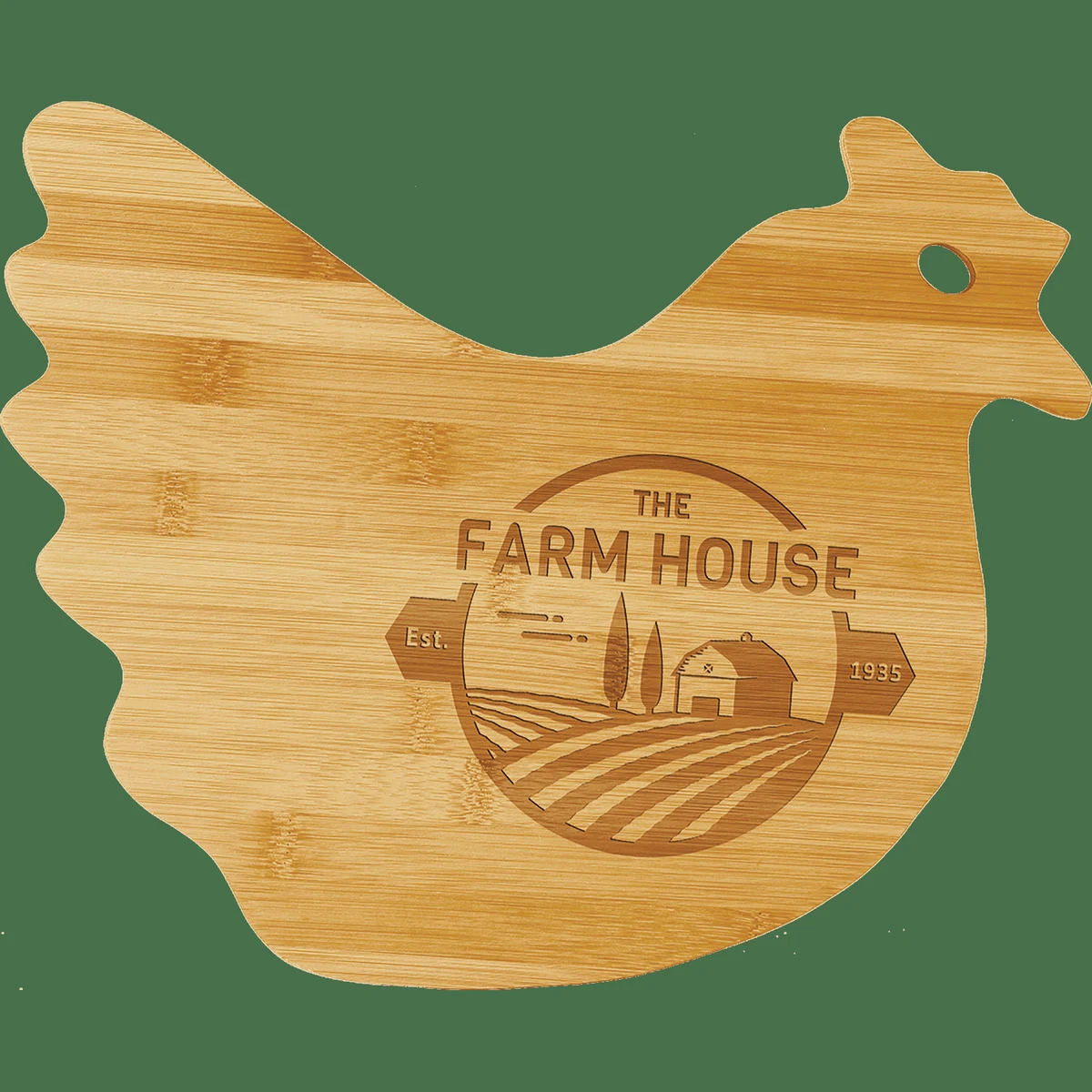13 1/2" x 10 7/8" Bamboo Hen Shaped Cutting Board 1