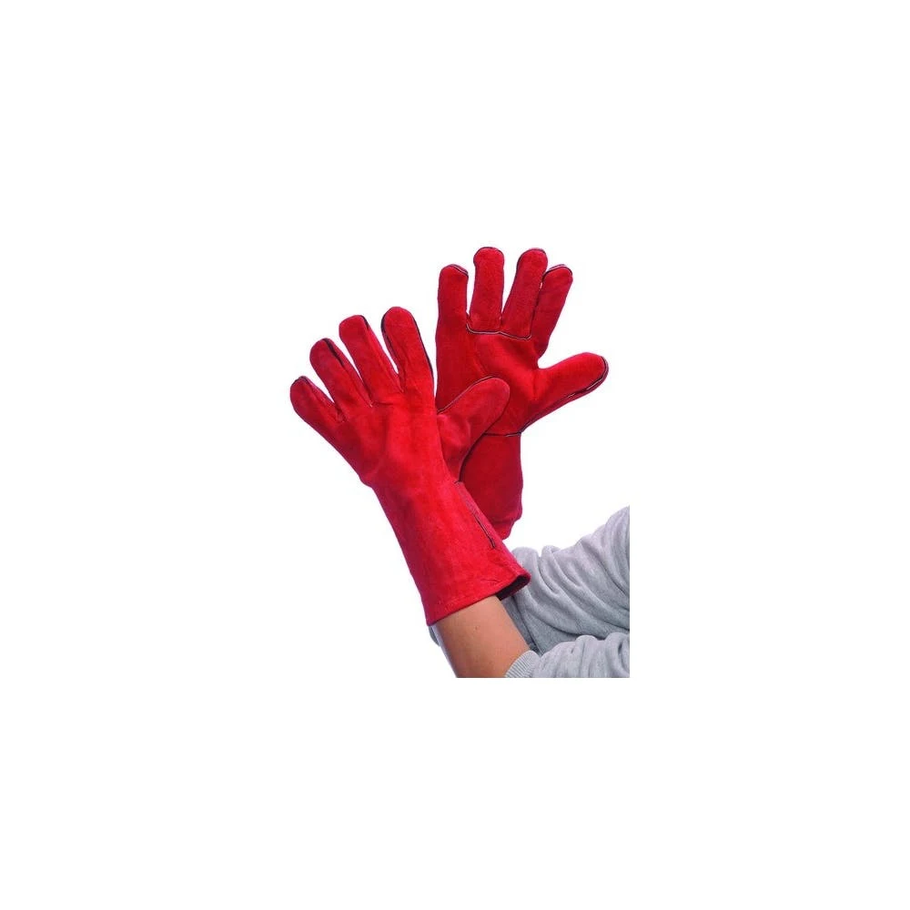 Leather Welding Gloves - Red Large 1
