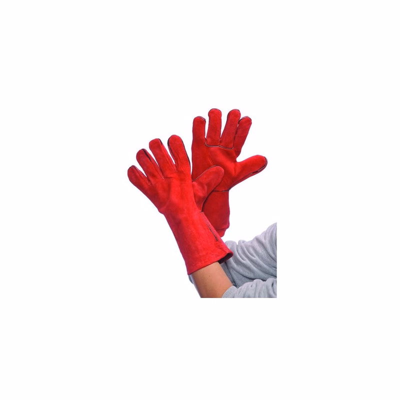 Leather Welding Gloves - Red Large