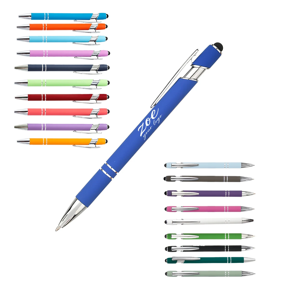 Stylus Tilt Metal Click Pen, custom pen with logo imprint 1
