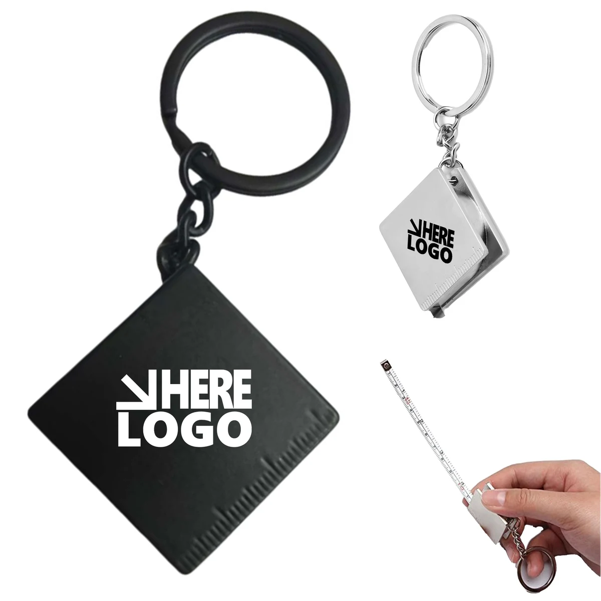 MOQ 20 Square Tape Measure Key Tag Chain 2.3ft 1