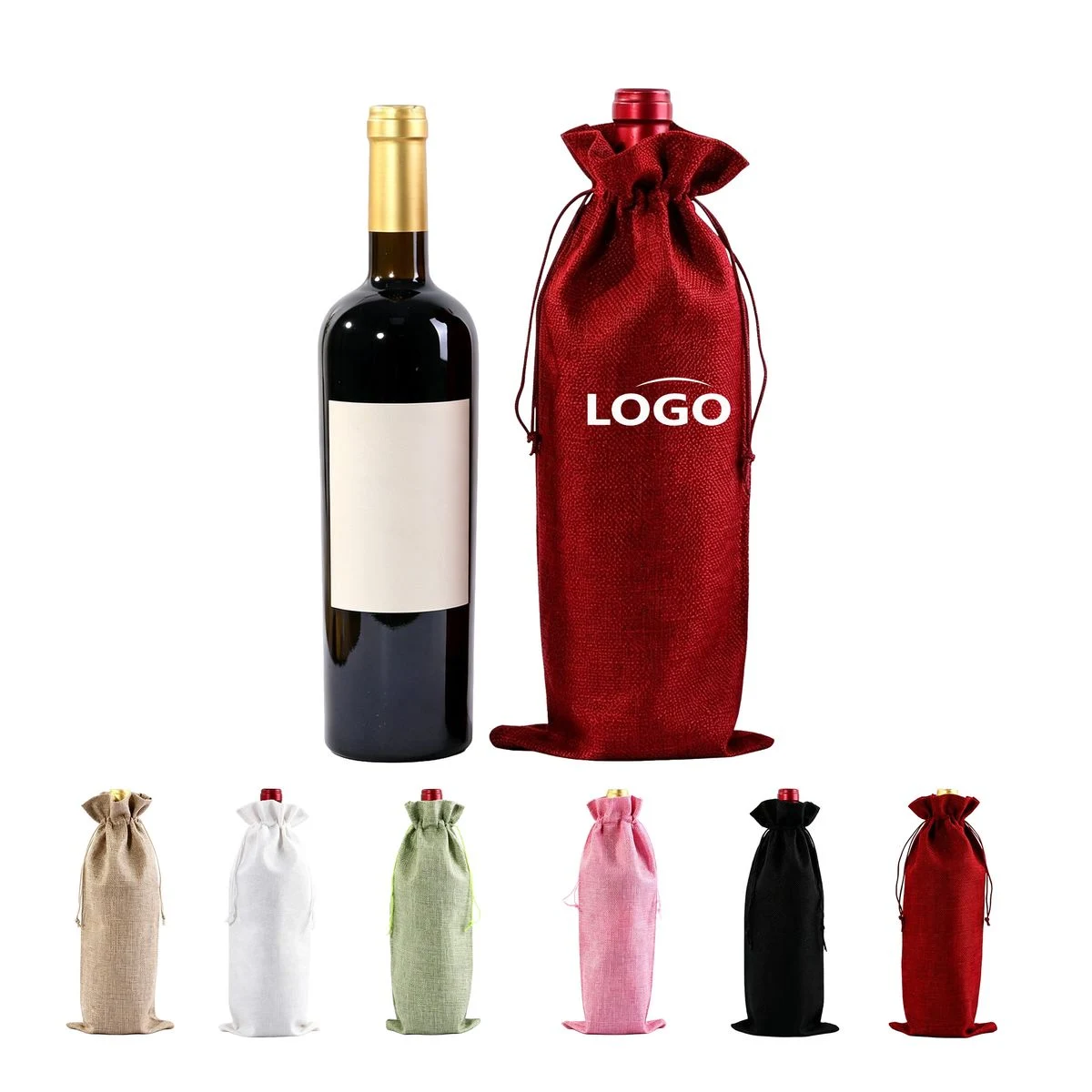 Drawstring Linen Wine Bottle Gift Bag 1