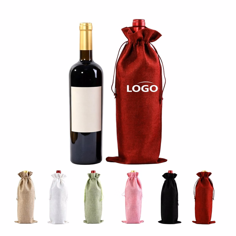 Drawstring Linen Wine Bottle Gift Bag