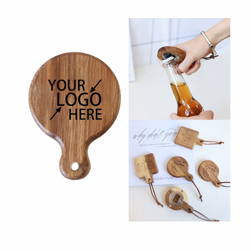 Personalized Wooden Bottle Opener with Magnetic Feature