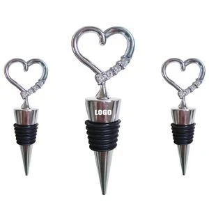 Elegant 3 Diamonds Heart Shaped Wine Cork Bottle Stopper 1
