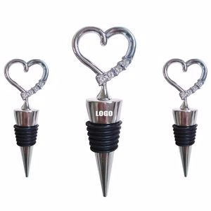 Elegant 3 Diamonds Heart Shaped Wine Cork Bottle Stopper