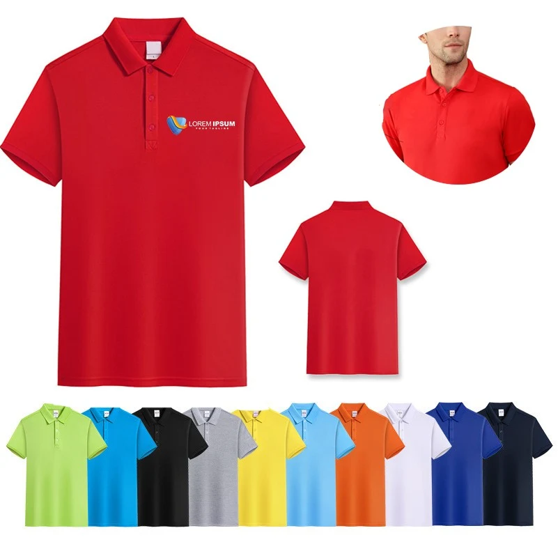 Unisex Short-Sleeved Lapel Workwear Custom Polo Shirts 1