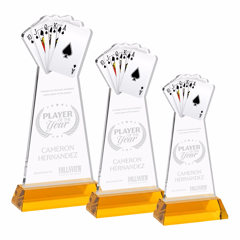 Poker Award on Hartford Base - Amber