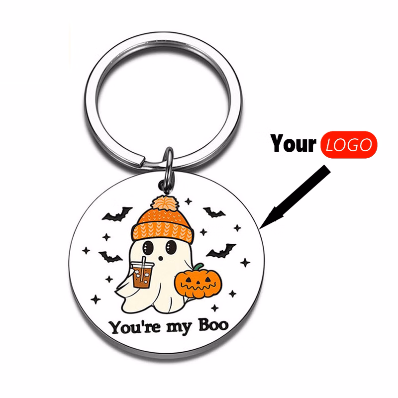 Festive Pumpkin Head Key Pendant Stainless Steel Accessory